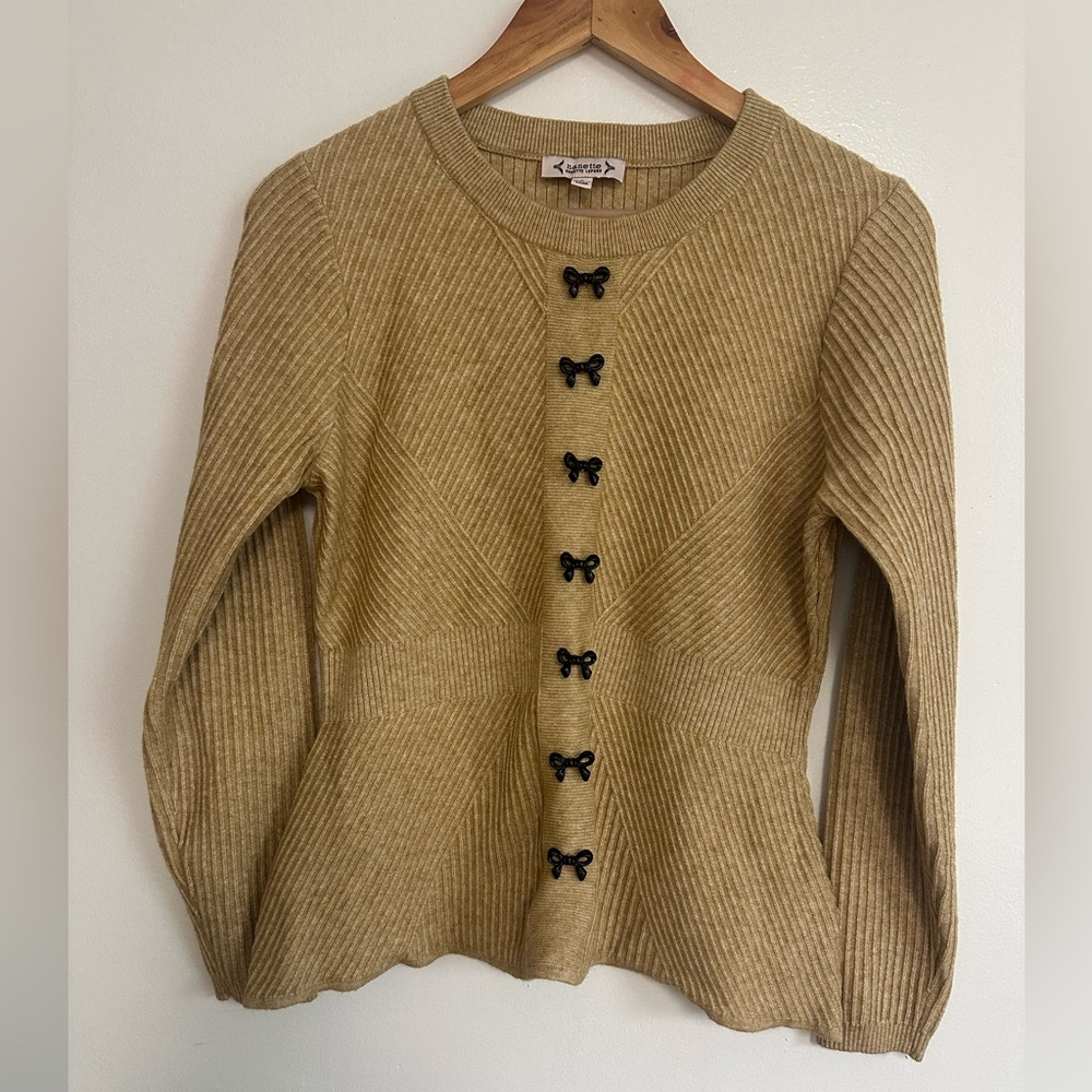 Nanette Lepore Gold Cardigan with Black Details